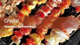  Presentation with bbq chicken - Presentation design featuring strong tropical rain shower on background and a mint green colored foreground