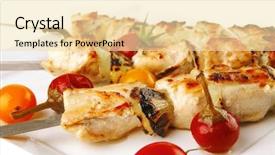  Presentation with kebab - Cool new PPT layouts with chicken shish kebab on white backdrop and a lemonade colored foreground