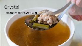  Presentation with soup - Presentation theme consisting of chicken-soup-bowl-in-taiwanese background and a light gray colored foreground