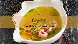  Presentation with soup - Beautiful PPT theme featuring chicken-soup-with-meatballs backdrop and a gold colored foreground