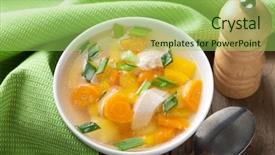  Presentation with soup - PPT theme consisting of chicken soup with vegetables background and a yellow colored foreground