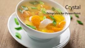  Presentation with soup - Colorful slide set enhanced with chicken soup with vegetables backdrop and a yellow colored foreground