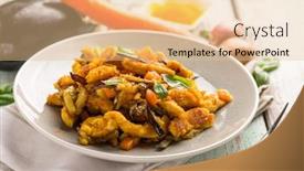  Presentation with turmeric - Theme featuring chicken-stewed-with-eggpalnts-carrots background and a lemonade colored foreground