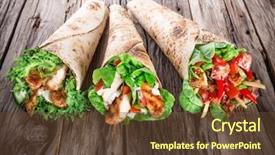  Presentation with tortilla - PPT theme having chicken strips in tortilla wrap background and a tawny brown colored foreground