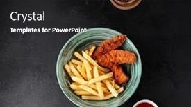  Presentation with junk food - PPT theme consisting of chicken-strips-with-french-fries background and a black colored foreground