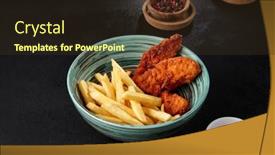  Presentation with junk food - Theme consisting of chicken-strips-with-french-fries background and a tawny brown colored foreground