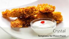  Presentation with dip - Presentation theme with chicken-strips-with-garlic-dip background and a soft green colored foreground