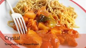  Presentation with noodles - Amazing slides having chicken sweet and sour backdrop and a red colored foreground