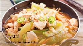  Presentation with chicken little chicks - Presentation enhanced with chicken sweet sour background and a gold colored foreground