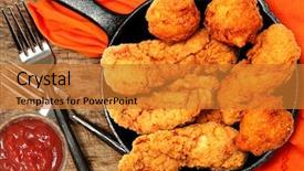  Presentation with chicken little chicks - Theme with chicken tenders and hush puppies background and a gold colored foreground