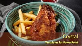  Presentation with chiken - Slide set with chicken-tenders-with-french-fries background and a tawny brown colored foreground