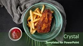  Presentation with chiken - PPT theme having chicken-tenders-with-french-fries background and a tawny brown colored foreground