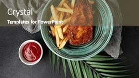  Presentation with chiken - Presentation theme enhanced with chicken-tenders-with-french-fries background and a violet colored foreground