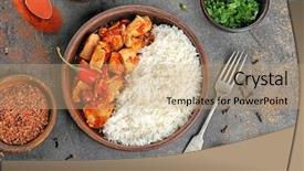  Presentation with chicken - Presentation design having chicken tikka masala with rice background and a coral colored foreground