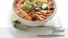  Presentation with mexican nachos tortilla chips - Slide deck with chicken tortilla soup mexican cuisine background and a light gray colored foreground