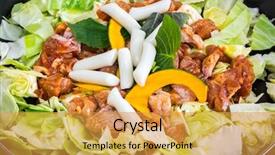  Presentation with chicken - PPT layouts enhanced with chicken-vegetable-stir-fry background and a gold colored foreground