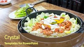  Presentation with chicken - PPT theme having chicken-vegetable-stir-fry background and a tawny brown colored foreground