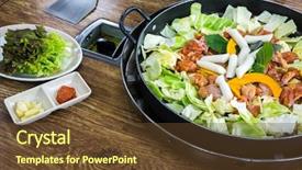  Presentation with chicken - Presentation theme having chicken-vegetable-stir-fry background and a tawny brown colored foreground