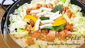  Presentation with chicken - Colorful presentation theme enhanced with chicken-vegetable-stir-fry backdrop and a gold colored foreground