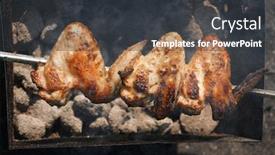  Presentation with roasted chicken - Audience pleasing slide deck consisting of chicken wings and juicy roasted kebabs and on the barbecue backdrop and a dark gray colored foreground