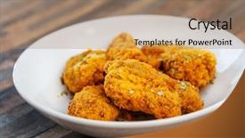  Presentation with fried chicken - Slide deck consisting of chicken wings spicy chicken wings background and a coral colored foreground