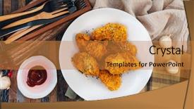  Presentation with cooking rotisserie chicken - Theme having chicken wings spicy chicken wings background and a gold colored foreground