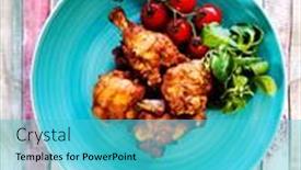  Presentation with fried chicken - Theme enhanced with chicken-wings-spicy-chicken-wings background and a cyan colored foreground