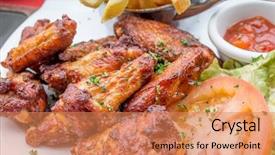  Presentation with celery - Cool new slide set with celery bone - chicken wings with sauce backdrop and a red colored foreground