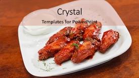  Presentation with sauce - Beautiful presentation theme featuring chicken-wings-with-sauce backdrop and a red colored foreground