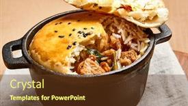  Presentation with fine art - Audience pleasing PPT theme consisting of chicken-with-basmati-in-dough backdrop and a tawny brown colored foreground