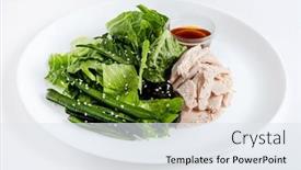  Presentation with lettuce - Slide set featuring chicken-with-green-lettuce-salad background and a sky blue colored foreground