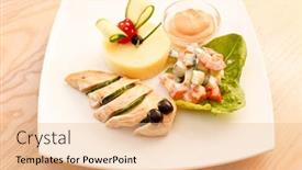  Presentation with chicken - PPT layouts featuring female hand holding a red heart against blue sky white fluffy clouds background and a sky blue colored foreground.