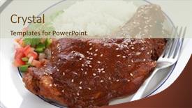  Presentation with anatomy of chicken - Slides consisting of mofle - chicken with mole poblano sauce background and a soft green colored foreground