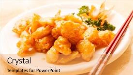  Presentation with chinese food - Presentation design with chicken with sweet and sour background and a yellow colored foreground