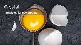  Presentation with broken egg - Colorful PPT theme enhanced with chicken-yolk-from-broken-organic backdrop and a dark gray colored foreground