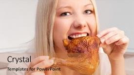  Presentation with eating disorders anorexia - Audience pleasing presentation theme consisting of chickenjoy - beautiful young blond woman eating backdrop and a coral colored foreground