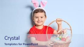  Presentation with easter basket - Cool new presentation theme with chickenjoy - cute little boy with bunny backdrop and a sky blue colored foreground