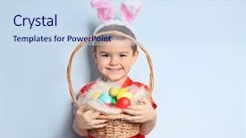  Presentation with easter basket - Presentation theme with chickenjoy - cute little boy with bunny background and a sky blue colored foreground