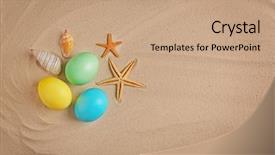  Presentation with shell - Audience pleasing slides consisting of chickenjoy - easter eggs with shell backdrop and a coral colored foreground