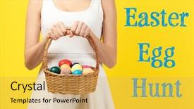  Presentation with easter basket - Cool new presentation theme with chickenjoy - easter hunt concept woman holding backdrop and a yellow colored foreground