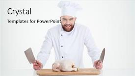  Presentation with cook chef - Colorful PPT theme enhanced with chickenjoy - portrait of a smiling male backdrop and a white colored foreground