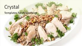 Presentation with chicken - Slide deck with chickenjoy - serving dish of lebanese chicken background and a  colored foreground