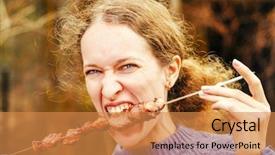  Presentation with kebab - Amazing slide deck having chickenjoy - woman eating shish kebab backdrop and a gold colored foreground