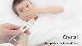  Presentation with sick child - Presentation having chickenpox mother - thermometer and sick child background and a light gray colored foreground
