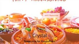  Presentation with happy thanksgiving - Beautiful theme featuring chickens fall - happy thanksgiving day festive table backdrop and a red colored foreground
