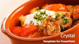  Presentation with meat - Presentation design with chickens fall - meat and vegetables background and a  colored foreground