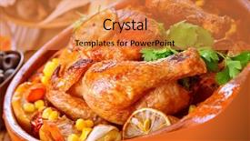  Presentation with restaurant menu - PPT layouts enhanced with chickens fall - tasty baked chicken traditional thanksgiving background and a gold colored foreground
