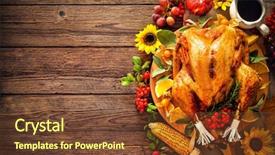  Presentation with thanksgiving dinner - Presentation design featuring chickens fall - thanksgiving dinner roasted turkey background and a tawny brown colored foreground