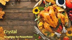  Presentation with thanksgiving dinner - PPT layouts enhanced with chickens fall - thanksgiving dinner roasted turkey background and a tawny brown colored foreground