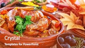  Presentation with thanksgiving dinner - PPT theme with chickens fall - traditional thanksgiving day dinner tasty background and a crimson colored foreground